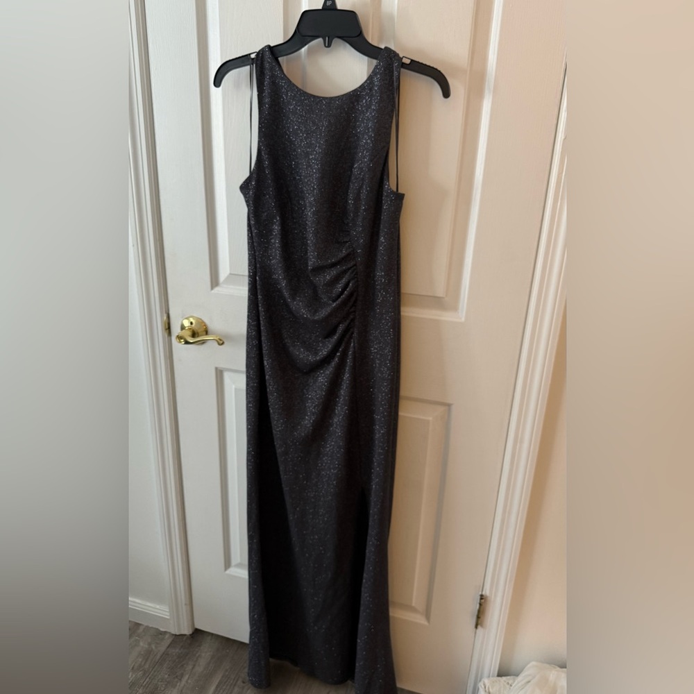 Macy’s Slny Sparkling Smoky Gray Sparkling Gown